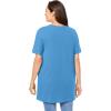 Woman Within Plus Size Perfect Short-Sleeve Shirred V-Neck Tunic(Azure Blue)