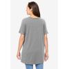 Woman Within Plus Size Perfect Short-Sleeve Shirred V-Neck Tunic(Classic Medium Heather Grey)