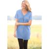 Woman Within Plus Size Perfect Short-Sleeve Shirred V-Neck Tunic(Petal Purple)