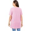 Woman Within Plus Size Perfect Short-Sleeve Shirred V-Neck Tunic(Pink)