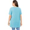 Woman Within Plus Size Perfect Short-Sleeve Shirred V-Neck Tunic(Seamist Blue)