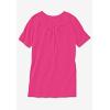 Woman Within Plus Size Perfect Short-Sleeve Shirred V-Neck Tunic(Tropical Emerald)