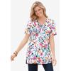 Woman Within Plus Size Perfect Short-Sleeve Shirred V-Neck Tunic(Ultra Blue)