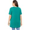 Woman Within Plus Size Perfect Short-Sleeve Shirred V-Neck Tunic(Waterfall)