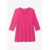 Woman Within Plus Size Perfect Three-Quarter Sleeve V-Neck Tunic(Chocolate)