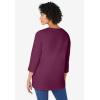 Woman Within Plus Size Perfect Three-Quarter Sleeve V-Neck Tunic(Deep Claret)