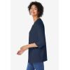 Woman Within Plus Size Perfect Three-Quarter Sleeve V-Neck Tunic(Navy)