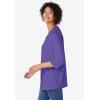 Woman Within Plus Size Perfect Three-Quarter Sleeve V-Neck Tunic(Petal Purple)
