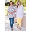 Woman Within Plus Size Rayon Pintucked Effortless Tunic Blouse(Black Multi Batik)