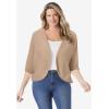 Woman Within Plus Size Rib Trim Cardigan Shrug Sweater(Vivid Red)