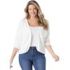 Woman Within Plus Size Rib Trim Cardigan Shrug Sweater(White)