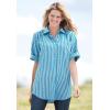 Woman Within Plus Size Short-Sleeve Button Down Seersucker Shirt(Grass Stripe)