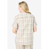 Woman Within Plus Size Short-Sleeve Button Down Seersucker Shirt(New Khaki Plaid)