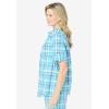 Woman Within Plus Size Short-Sleeve Button Down Seersucker Shirt(Paradise Blue Plaid)