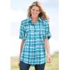 Woman Within Plus Size Short-Sleeve Button Down Seersucker Shirt(Pretty Violet)