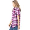 Woman Within Plus Size Short-Sleeve Button Down Seersucker Shirt(Raspberry Sorbet Camp Plaid)