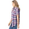 Woman Within Plus Size Short-Sleeve Button Down Seersucker Shirt(Red White Blue Plaid)