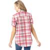 Woman Within Plus Size Short-Sleeve Button Down Seersucker Shirt(Rose Pink Camp Plaid)