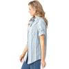 Woman Within Plus Size Short-Sleeve Button Down Seersucker Shirt(Royal Navy Rainbow Stripe)