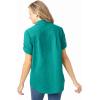 Woman Within Plus Size Short-Sleeve Button Down Seersucker Shirt(Waterfall)