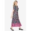 Woman Within Plus Size Short-Sleeve Crinkle Dress(Navy Garden Border)