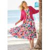 Woman Within Plus Size Short-Sleeve Crinkle Dress(Navy Garden Border)
