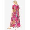 Woman Within Plus Size Short-Sleeve Crinkle Dress(Raspberry Sorbet Patched Paisley)