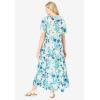 Woman Within Plus Size Short-Sleeve Crinkle Dress(White Blue Floral)