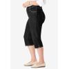 Woman Within Plus Size Stretch Denim Five-Pocket Capri Jeans(Black Denim)