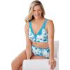 Women’s Plus Size Cotton Comfort Wireless Bra(Caribbean Blue Botanic Floral)