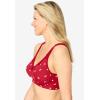 Women’s Plus Size Cotton Comfort Wireless Bra(Classic Red Ditsy Bow)
