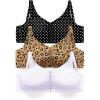 Comfort Choice Women’s Plus Size 3-Pack Front-Close Cotton Wireless Bra(Polka Dot Assorted)