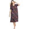 Dreams & Co. Plus Size Long Print Sleepshirt(Black Multi Hearts)