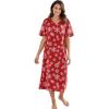 Dreams & Co. Plus Size Long Print Sleepshirt(Classic Red Winter Snow)