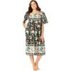 Only Necessities Plus Size Mixed Print Short Lounger(Black Vine)