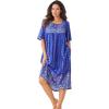 Only Necessities Plus Size Mixed Print Short Lounger(Blue Sapphire Gem)