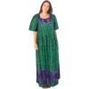 Only Necessities Women’s Plus Size Bib Front Lounger House Dress, Nightgown(Kelly Green Folk Floral)