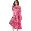 Only Necessities Women’s Plus Size Bib Front Lounger House Dress, Nightgown(Pink Burst Ikat)