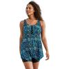 Swimsuits For All Swim 365 Women’s Plus Size Longer-Length Tankini Top(Blue Palms)