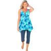 Swimsuits For All Swim 365 Women’s Plus Size Longer-Length Tankini Top(Multi Underwater Tie Dye)