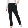 Woman Within Plus Size 7-Day Knit Straight Leg Pant Stretch Elastic Waist (Petite & Tall Available)(Black)