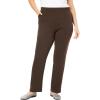 Woman Within Plus Size 7-Day Knit Straight Leg Pant Stretch Elastic Waist (Petite & Tall Available)(Chocolate)