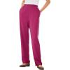 Woman Within Plus Size 7-Day Knit Straight Leg Pant Stretch Elastic Waist (Petite & Tall Available)(Raspberry)