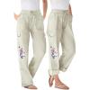 Classic Natural Khaki Floral Embroidery