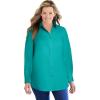 Woman Within Plus Size Perfect Long Sleeve Shirt(Aquamarine)