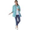 Woman Within Plus Size Perfect Long Sleeve Shirt(Aquamarine Pretty Bloom)