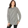 Woman Within Plus Size Perfect Long Sleeve Shirt(Black Stripe)