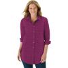 Woman Within Plus Size Perfect Long Sleeve Shirt(Deep Claret Allover Dot)