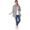 Woman Within Plus Size Perfect Long Sleeve Shirt(Heart Stripe Black Multi)