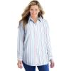 Woman Within Plus Size Perfect Long Sleeve Shirt(Multi Stripe)